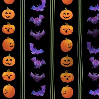 Spooky Purple Bats and Orange Pumpkins