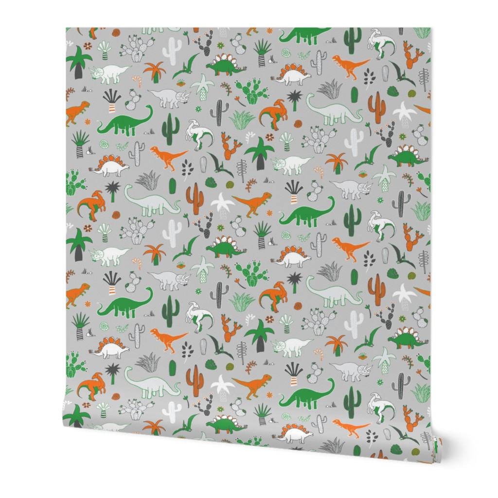 Dinosaur Desert - orange, green & white