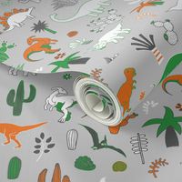 Dinosaur Desert - orange, green & white