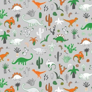 Dinosaur Desert - orange, green & white