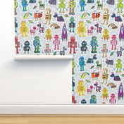 Robots in Space - on grey - Large