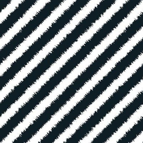 Furry Black and White Diagonal Stripes