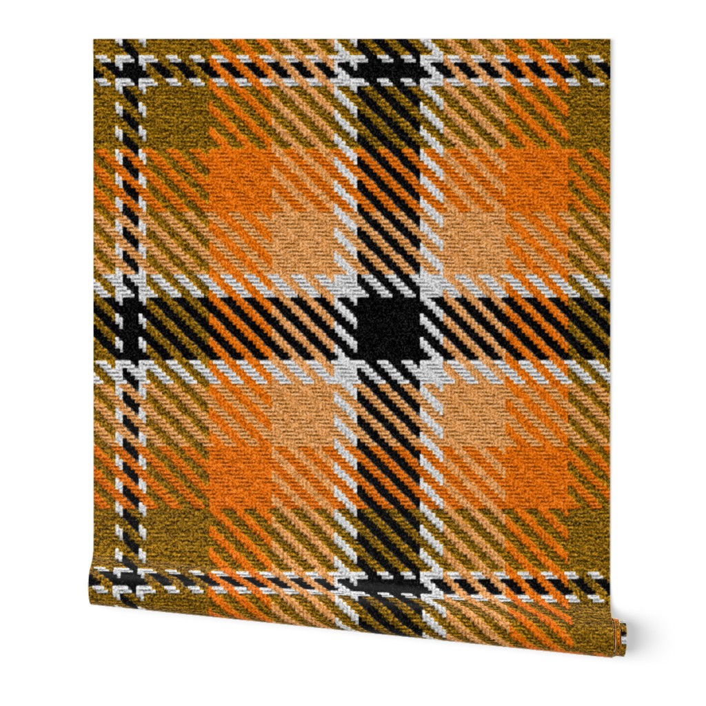 Orange Tan Peach with Black and a dash of White Plaid