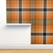 Orange Tan Peach with Black and a dash of White Plaid