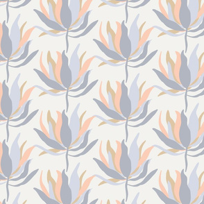 Soft, modern and stylised floral on cream
