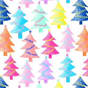 decorated rainbow Christmas trees