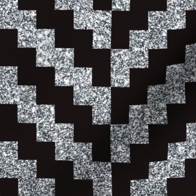 Silver Herringbone black geometric Wallpaper