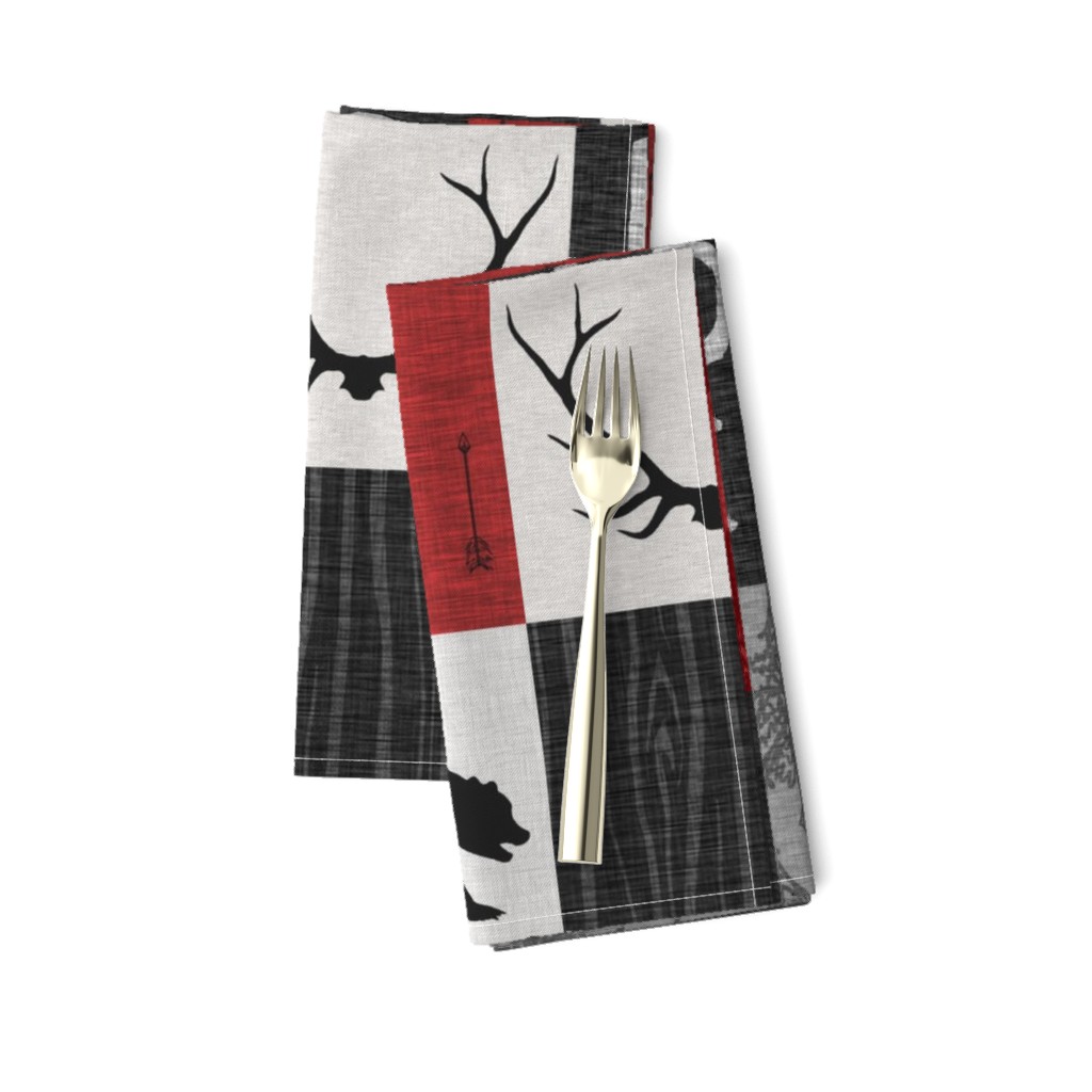 Wild One Quilt B -  red, black and grey - woodland moose