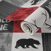 Wild One Quilt B -  red, black and grey - woodland moose