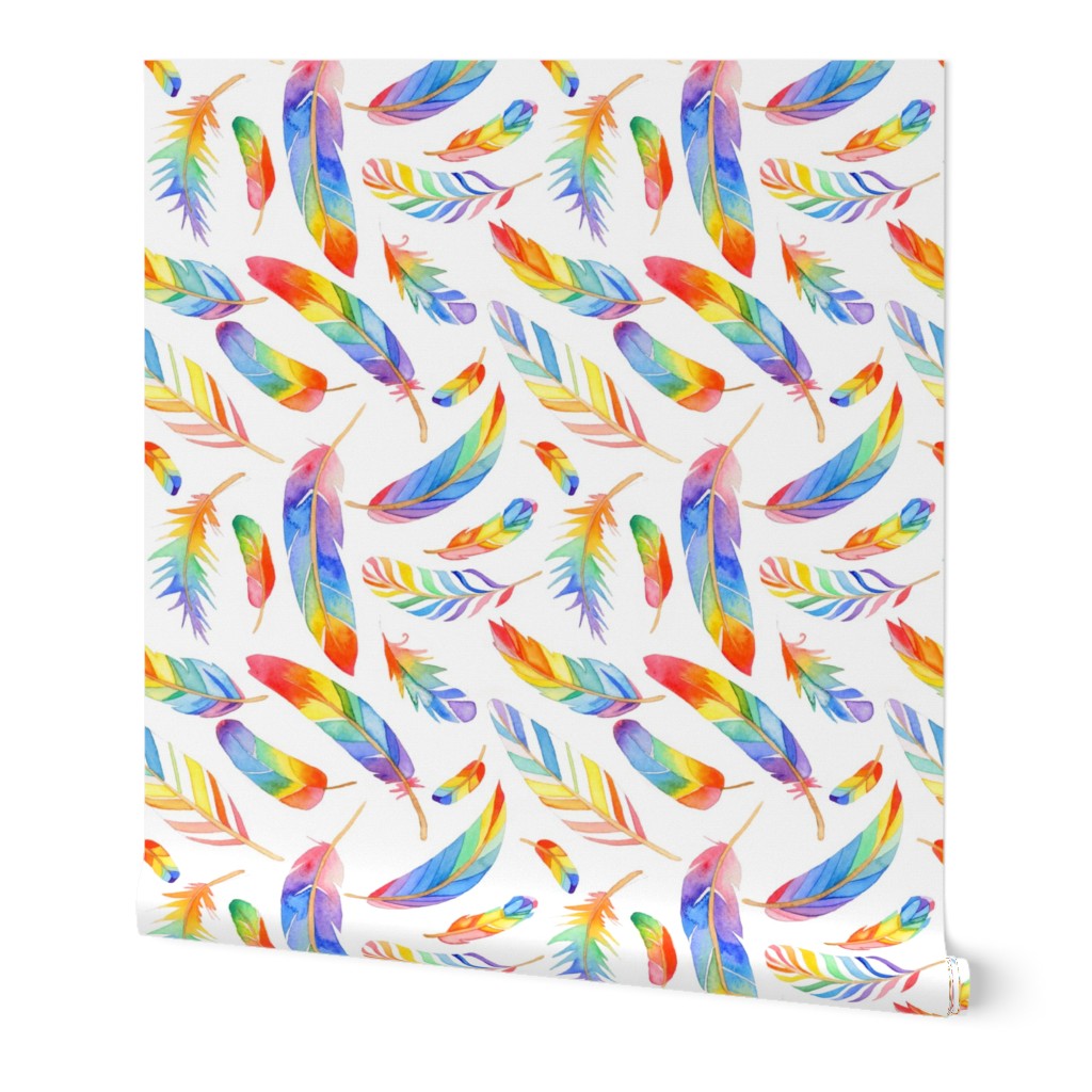 Rainbow feathers - larger scale