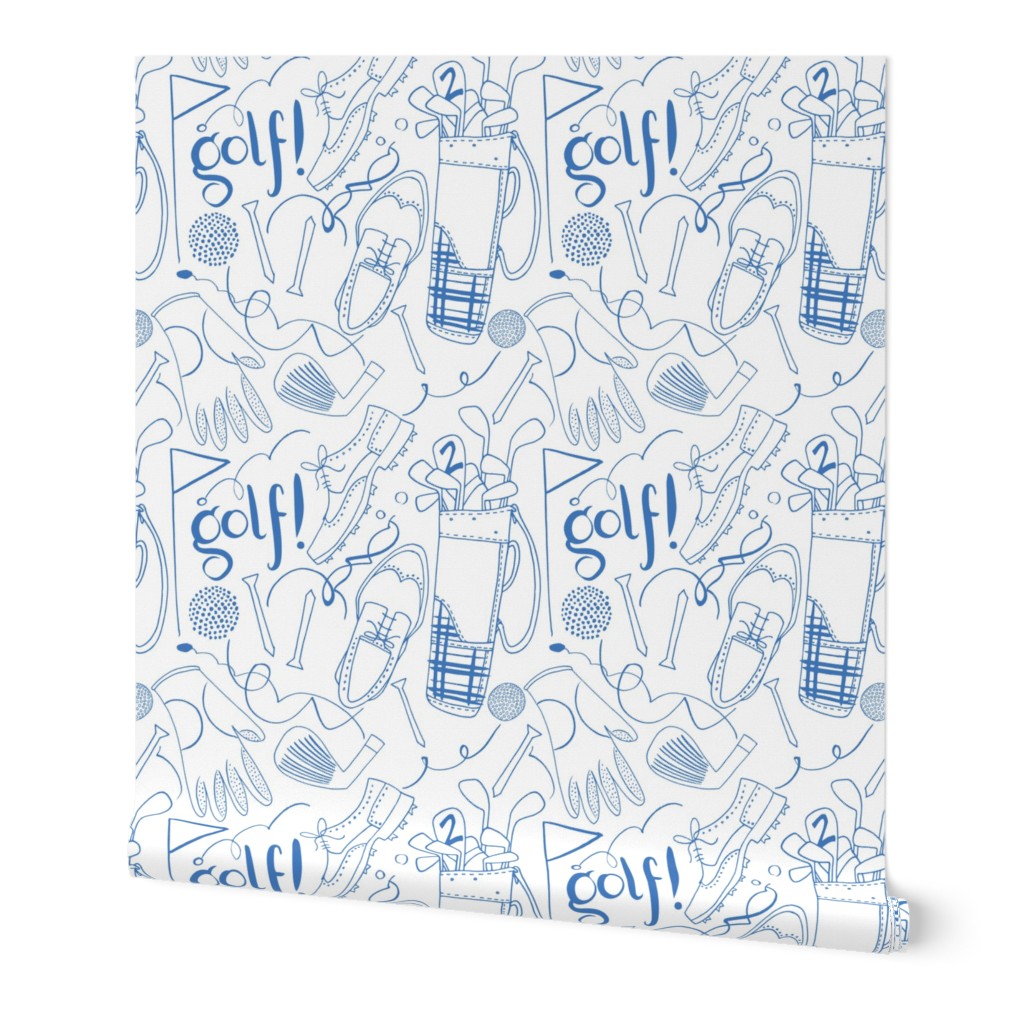 Golf pattern in blue and white