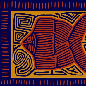 Panama Kuna Indian Mola Pescado Folk Art 