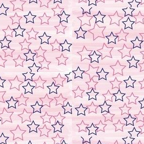 Pink Watercolor And Blue Stars