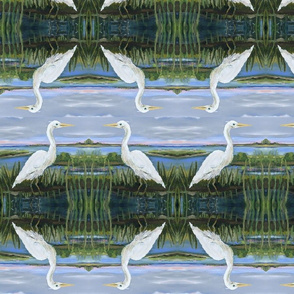 Erica Lindberg White Egrets on Green