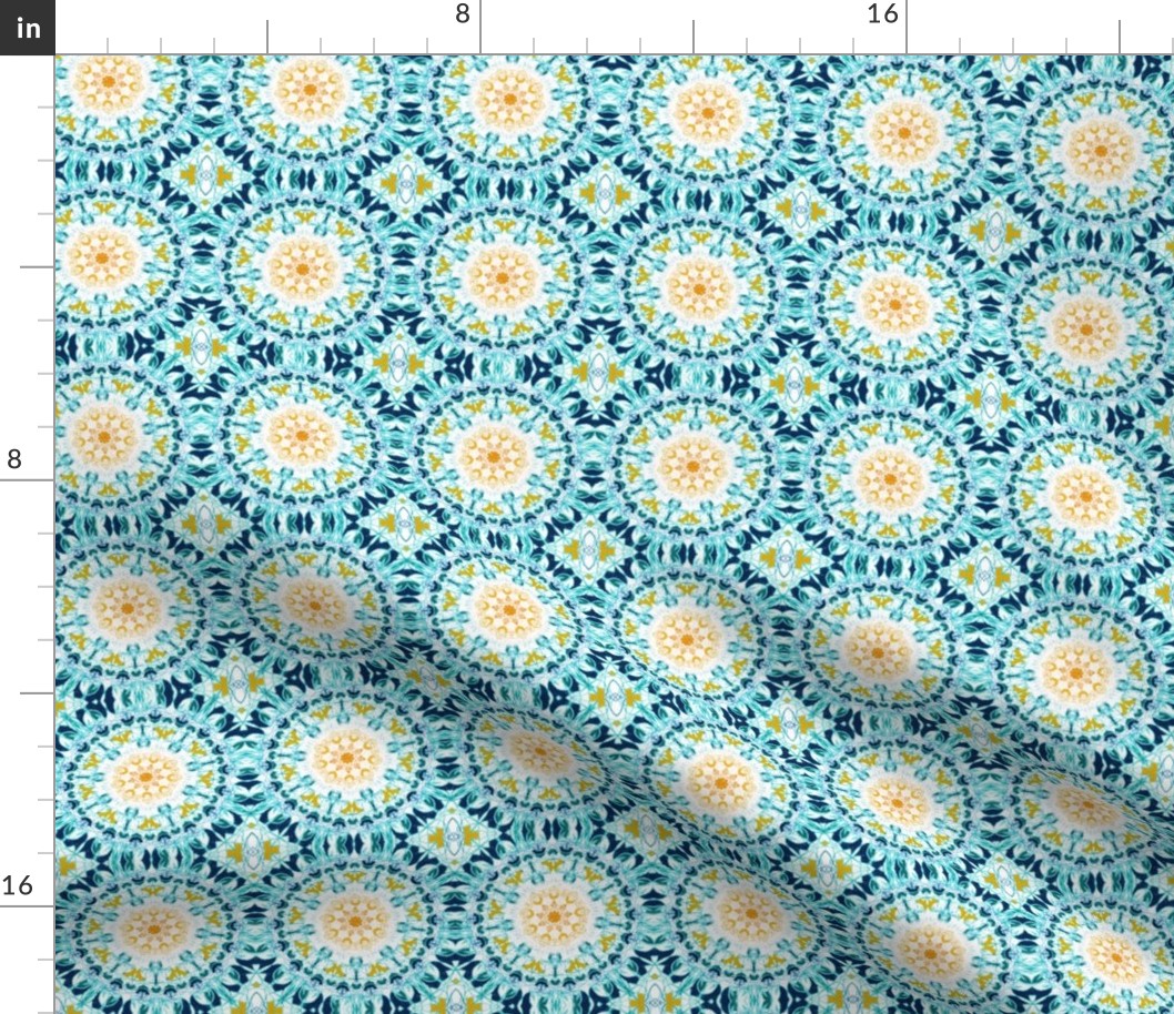 Symmetrical Mustard & Teal Mandala - Small