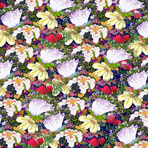 wildflowers Illustration dark Blue