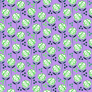 Simple Purple & Green Roses Pattern