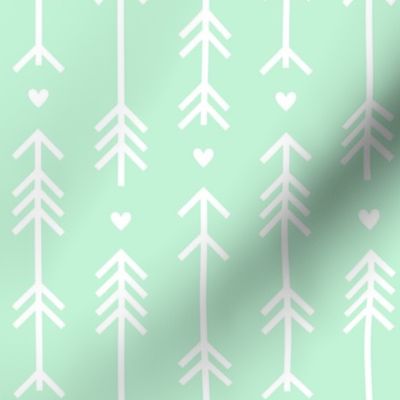 arrows and hearts ice mint green