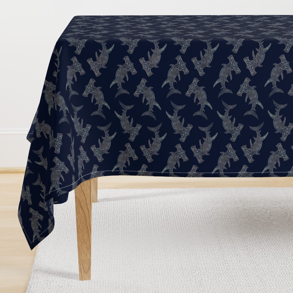 Large Grey Hammerhead on Navy