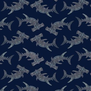 Small Grey Hammerhead on Navy