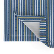 yellow and white vertical stripes on blue | small