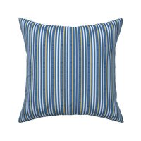 yellow and white vertical stripes on blue | small