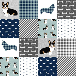 tri corgi dog fabric - pet quilt a dog, dogs, pet quilt patchwork