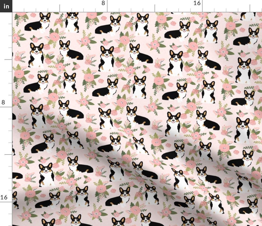 tri corgi dog fabric - pet quilt d dog, dogs, pet quilt, florals