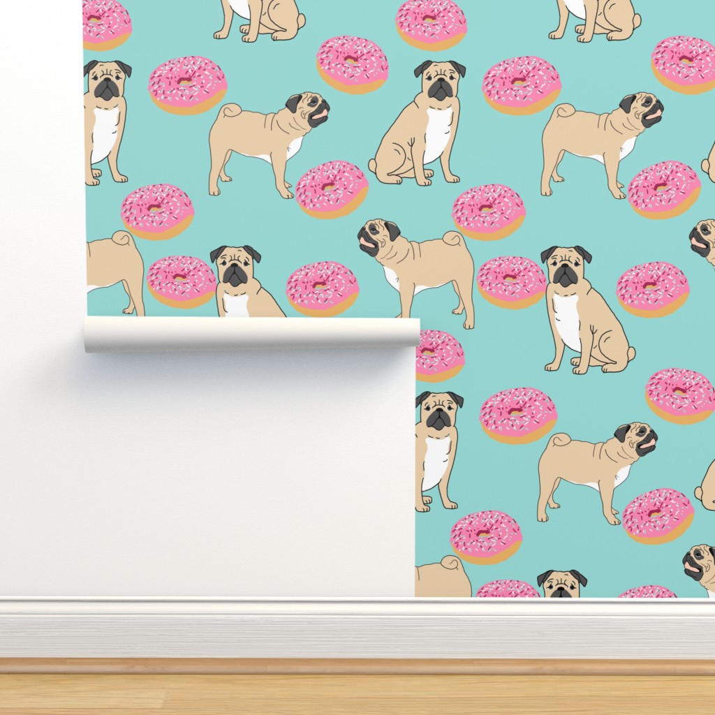 MINI - pug donuts, pug, pugs, donuts, Wallpaper | Spoonflower