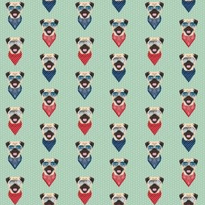 MINI - pug bandana, glasses, cute, dog, dogs, dog breed