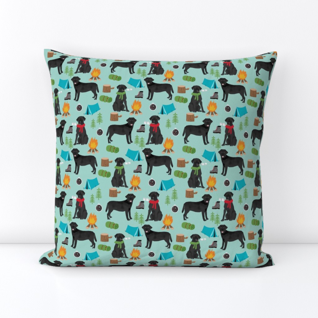 black lab camping - labrador retriever dog fabric - cute dogs, dog, pet fabric