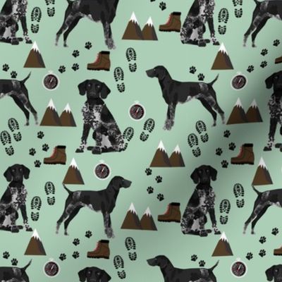 black and white german shorthaired pointer dog - hiking dogs fabric, dog, dogs, pet