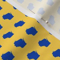 itty bitty 1" Wisconsin silhouettes,  baseball bright blue and gold