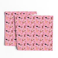 SMALL - chihuahuas dog fabric cute pink dog, dogs, chihuahuas coffees, latte, food