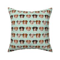 australian shepherds glasses fabric - cute dogs and glasses design - mint