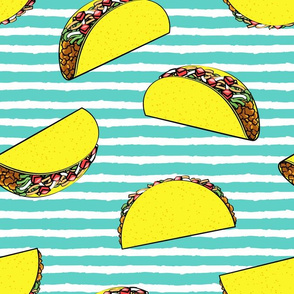 (large scale) tacos on teal stripes