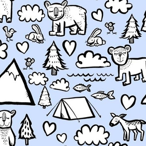 Let's Go Camping - Blue Background 