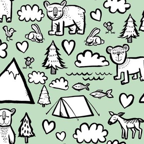 Let's Go Camping - Green Background 