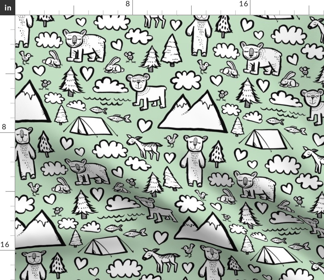 Let's Go Camping - Green Background 