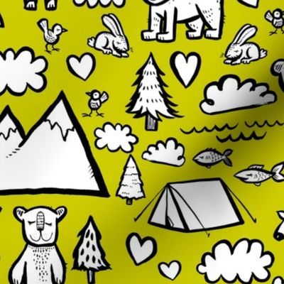 Let's Go Camping - Yellow Background 