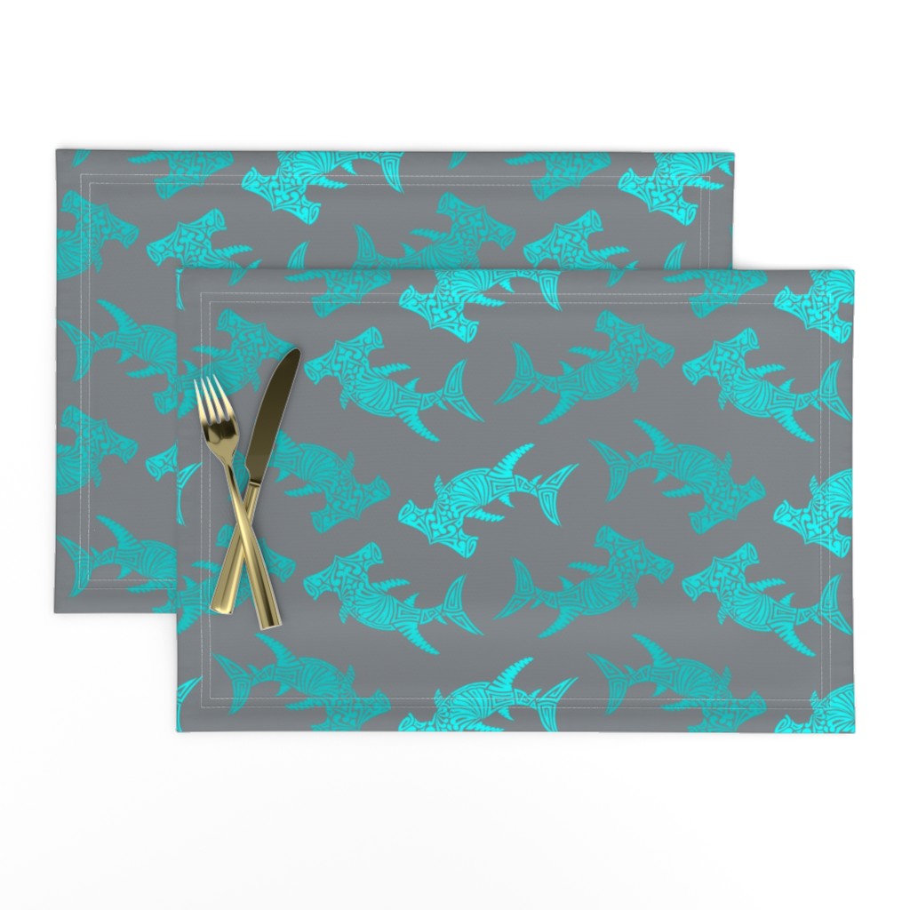 Large Multi Aqua Hammerhead on Grey