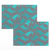 Large Multi Aqua Hammerhead on Grey