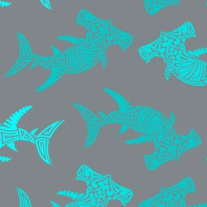 Large Multi Aqua Hammerhead on Grey