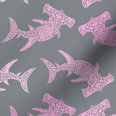 Large Multi Pink Hammerhead on Grey