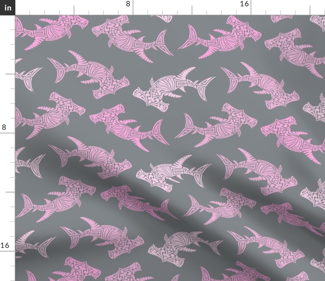 Large Multi Pink Hammerhead on Grey