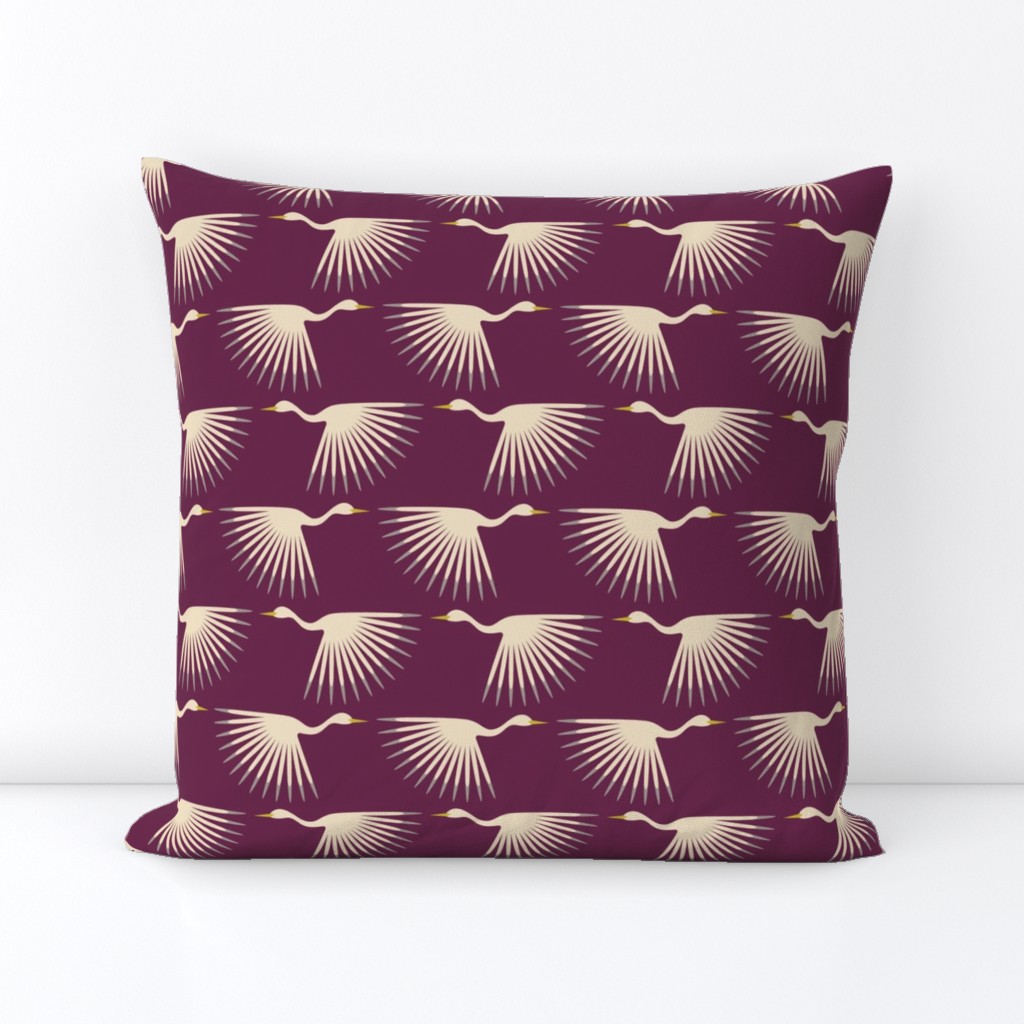 Art Deco Cranes - Plum