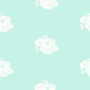 white bouquet on teal
