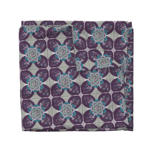 Rose Quilt Block, Purple, Gray, Teal