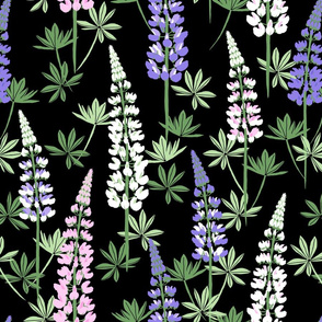 Lupine Fields - black multicolor - large scale