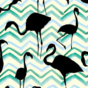 Flamingos Black Green Yellow 